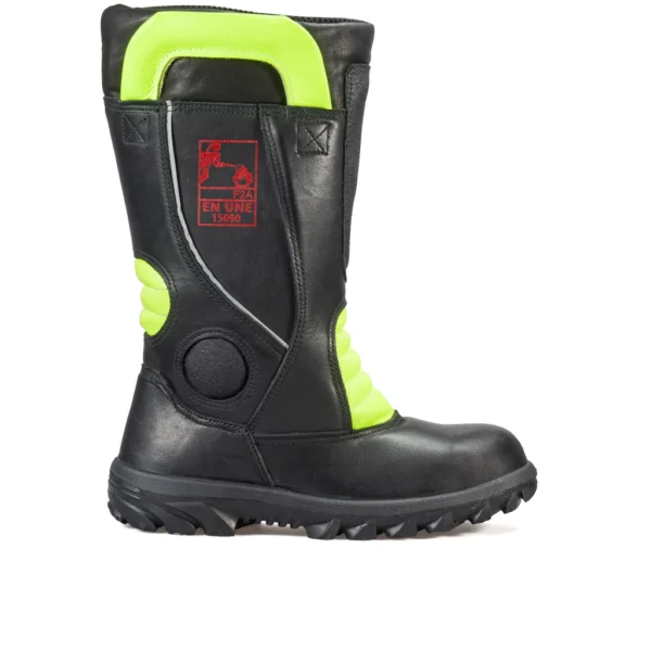 Bota Cas Bombero Negro Amarillo Cuero Flor Ignifugo - Imagen 2